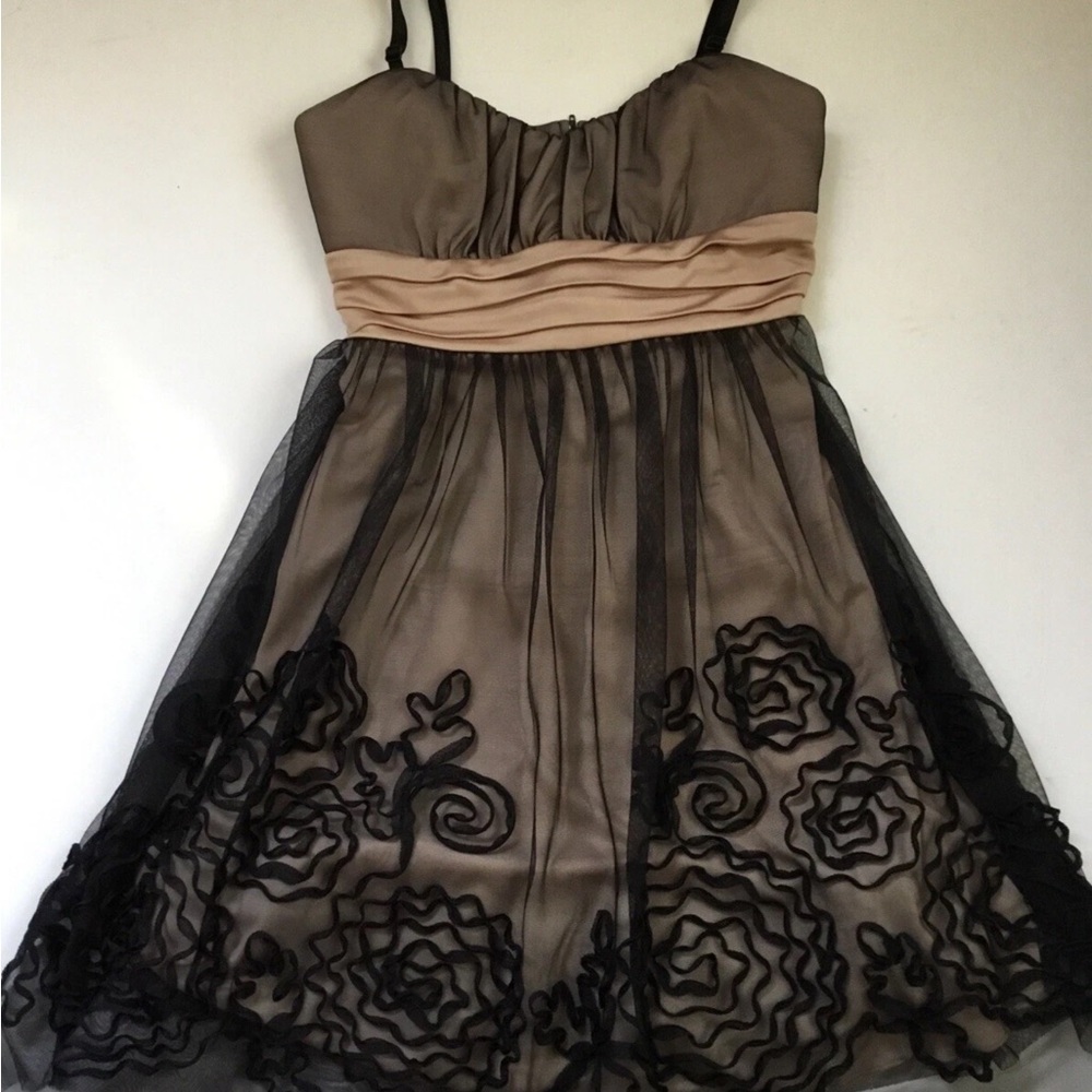 A Byer Formal Black and Tan Dress
